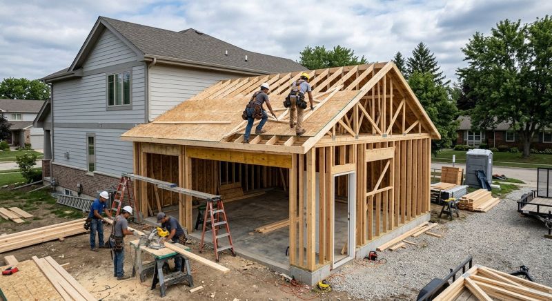 Two Story Garage Construction in Katy, TX